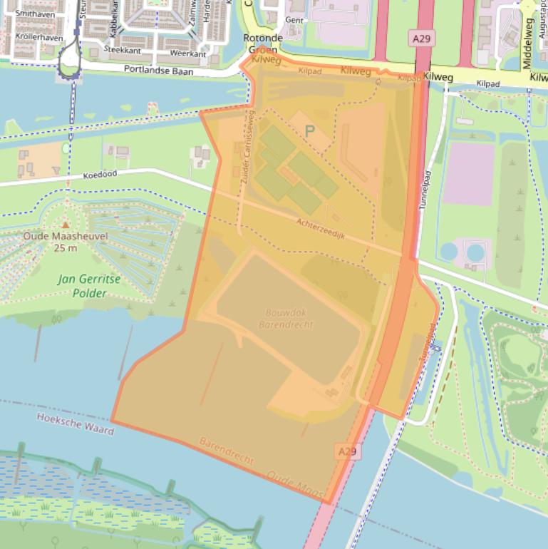 Kaart van postcodegebied 2993AZ.