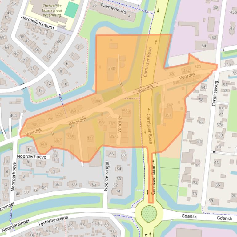 Kaart van postcodegebied 2993BB.