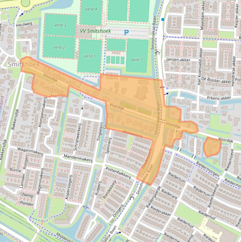 Kaart van postcodegebied 2993BE.