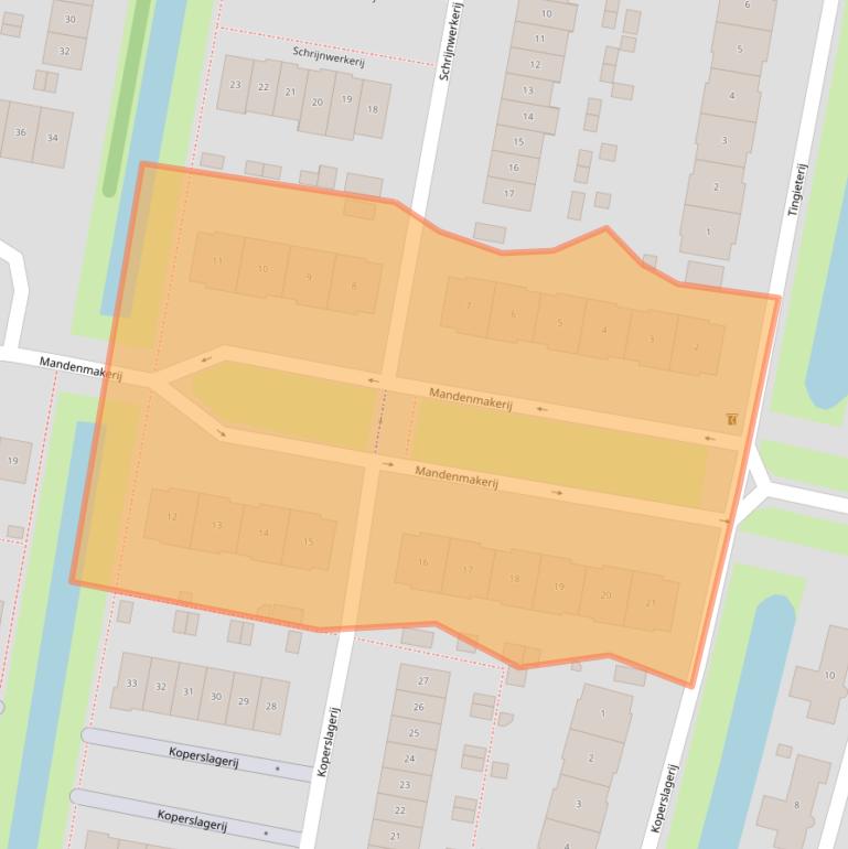 Kaart van postcodegebied 2993CG.