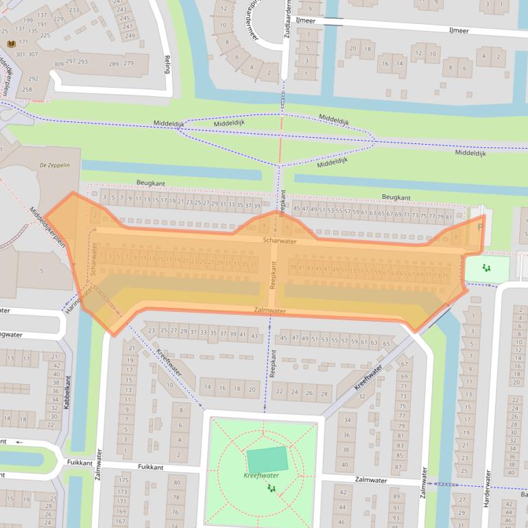 Kaart van postcodegebied 2993DJ.