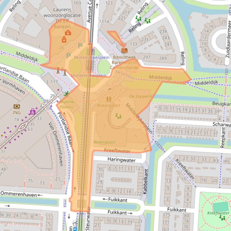 Kaart van postcodegebied 2993DL.