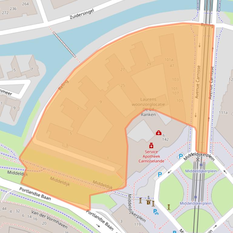 Kaart van postcodegebied 2993DN.