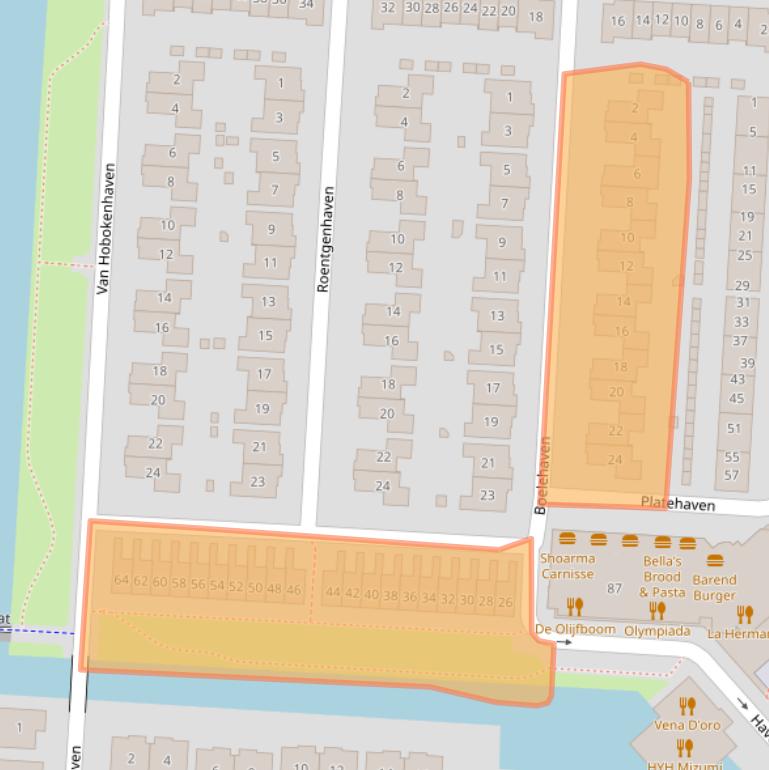 Kaart van postcodegebied 2993HE.