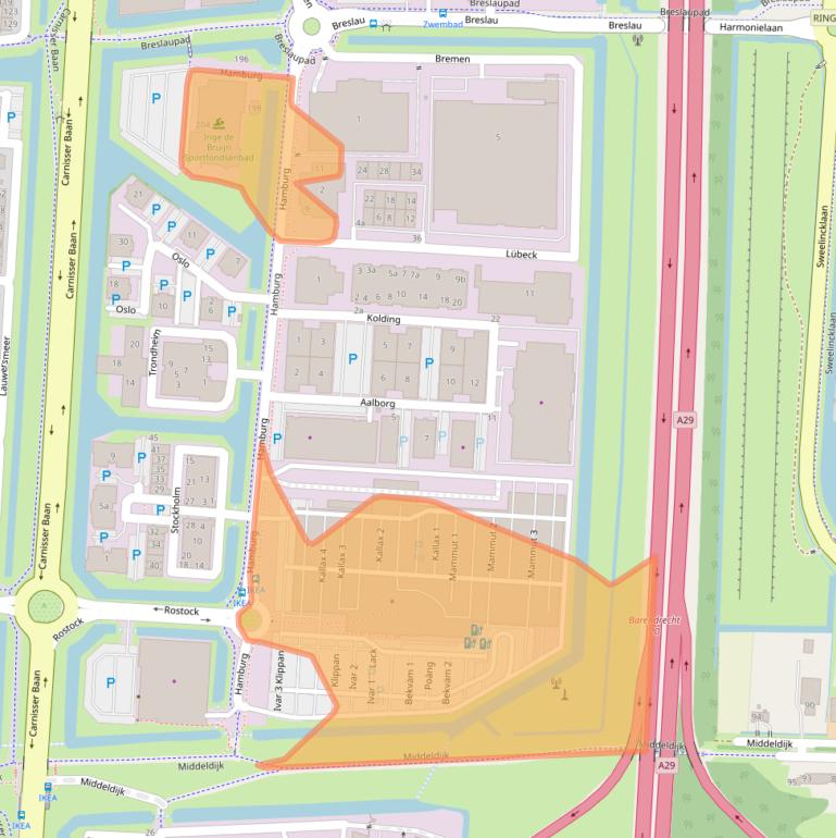 Kaart van postcodegebied 2993LG.