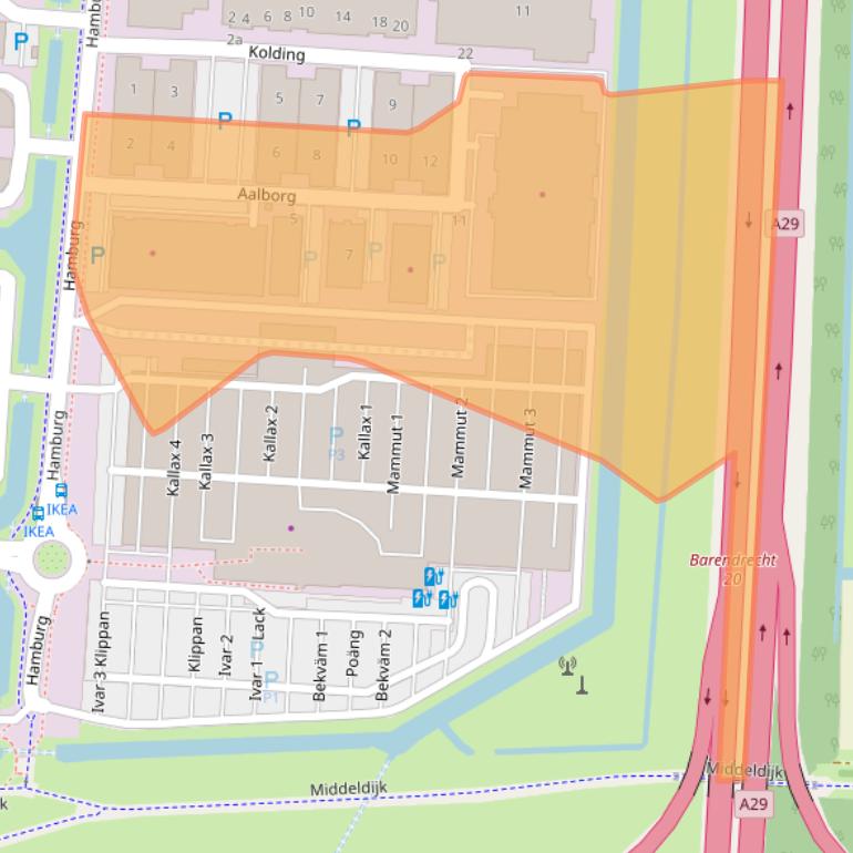 Kaart van postcodegebied 2993LP.