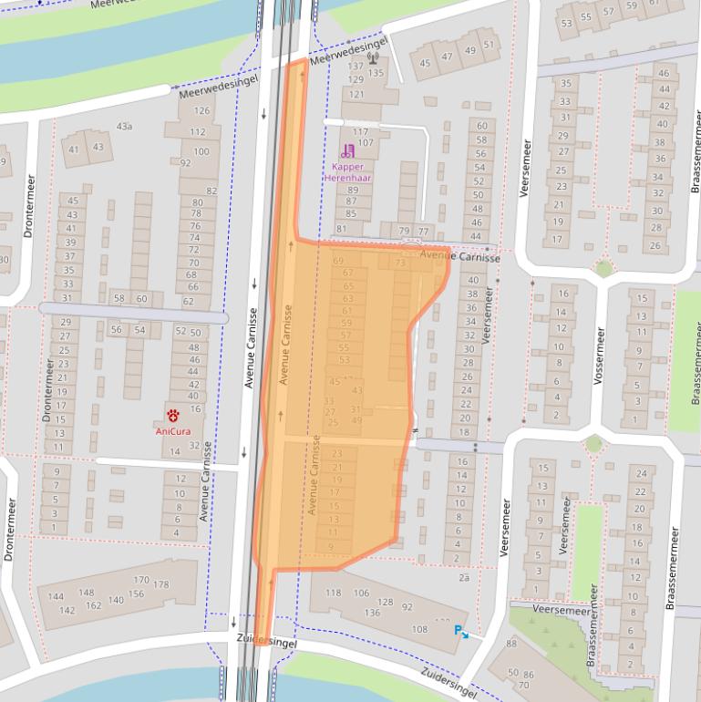 Kaart van postcodegebied 2993MA.