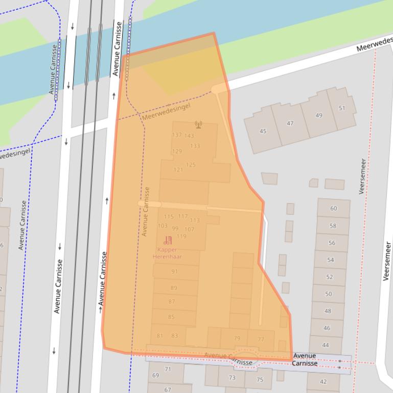 Kaart van postcodegebied 2993MB.