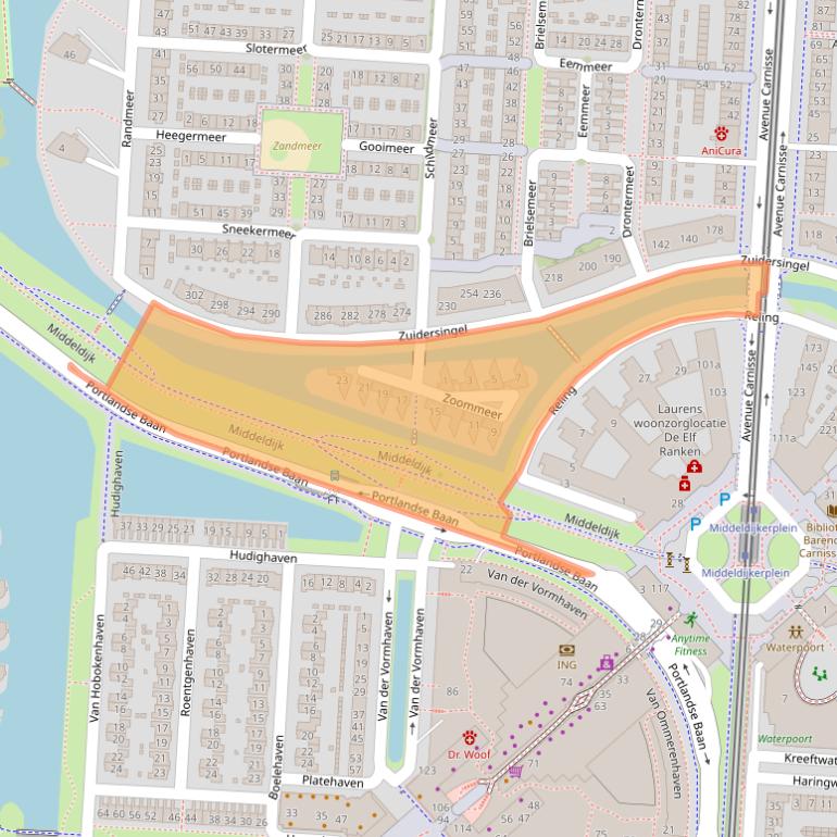 Kaart van postcodegebied 2993PS.