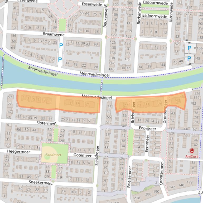 Kaart van postcodegebied 2993RB.