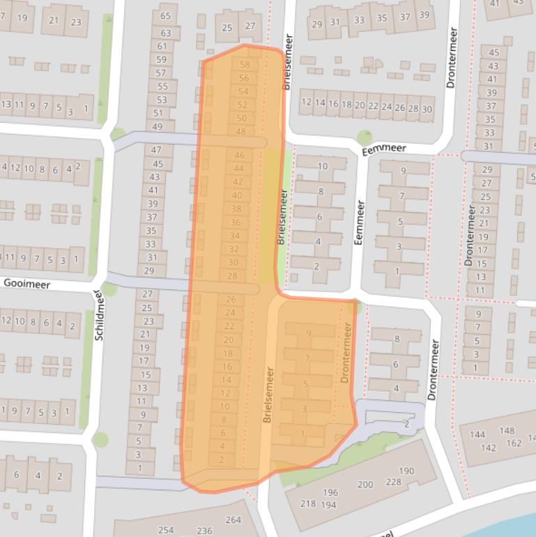 Kaart van postcodegebied 2993RE.