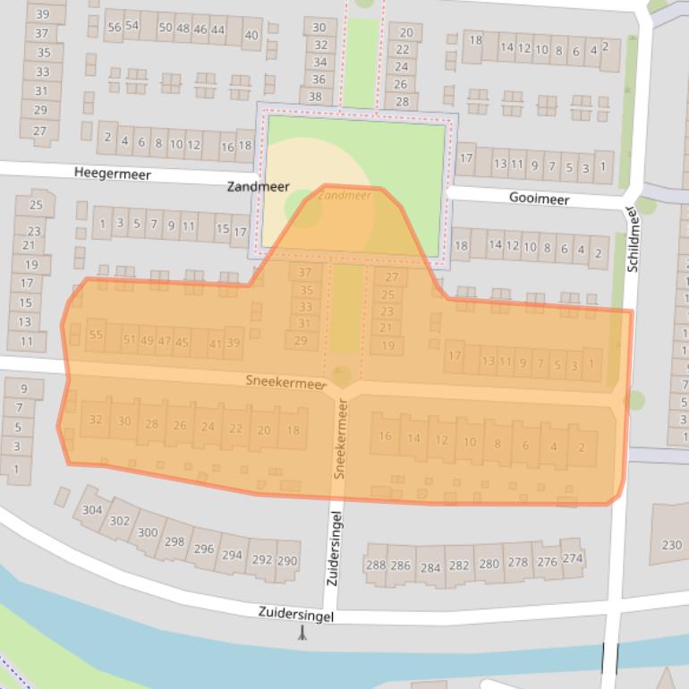 Kaart van postcodegebied 2993RL.