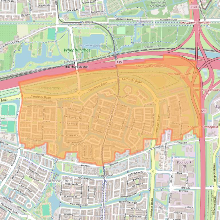 Kaart van postcodegebied 2994.