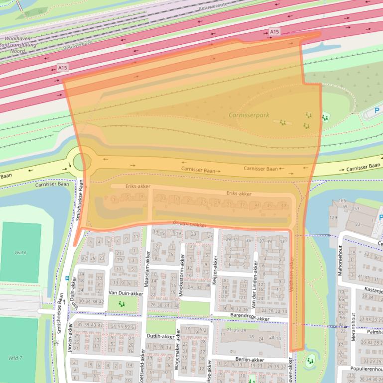 Kaart van postcodegebied 2994AV.