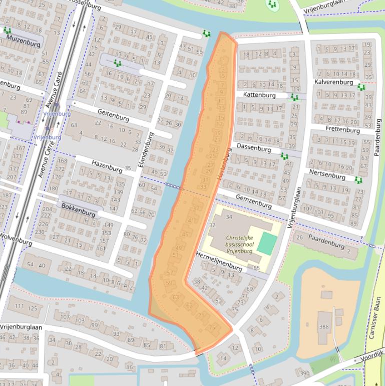 Kaart van postcodegebied 2994CA.