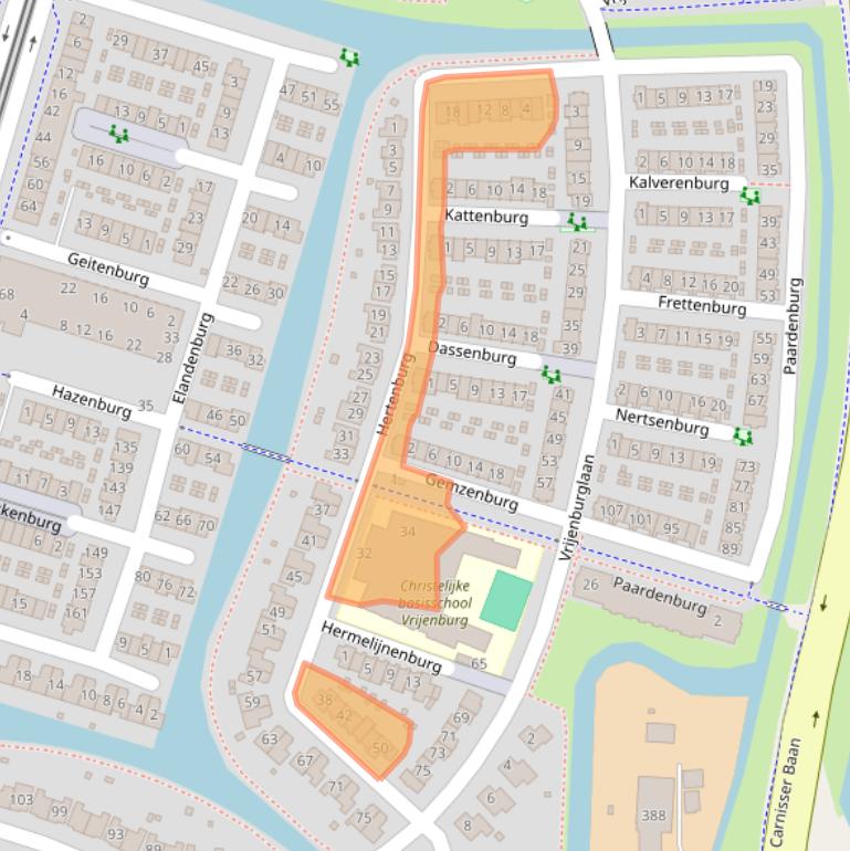 Kaart van postcodegebied 2994CC.