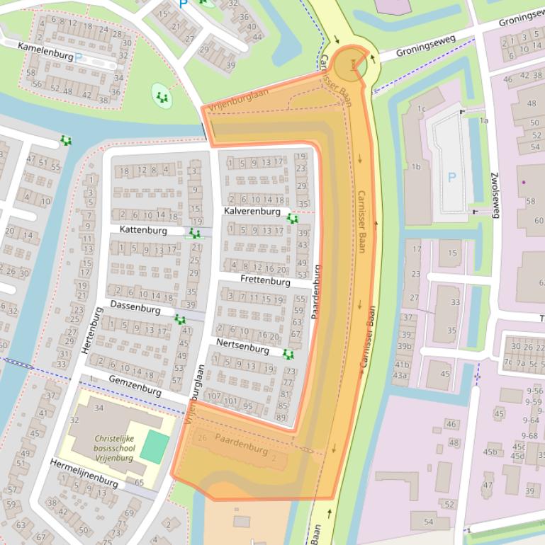 Kaart van postcodegebied 2994CM.
