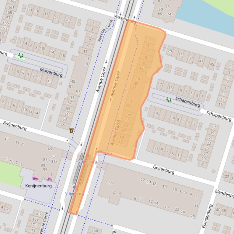 Kaart van postcodegebied 2994DA.
