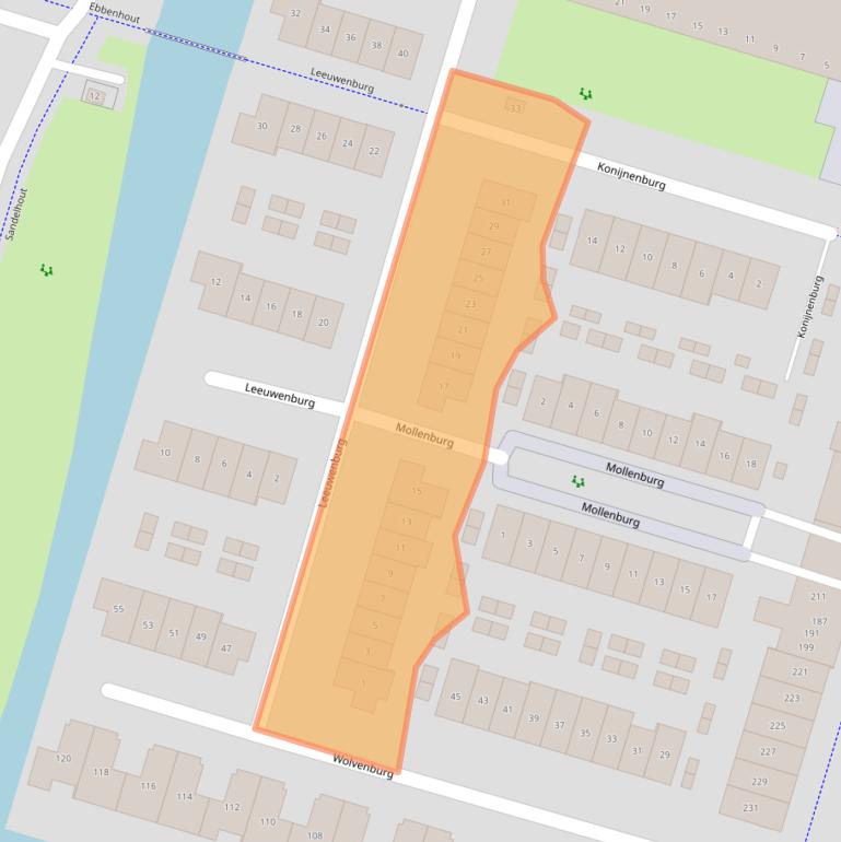 Kaart van postcodegebied 2994EG.
