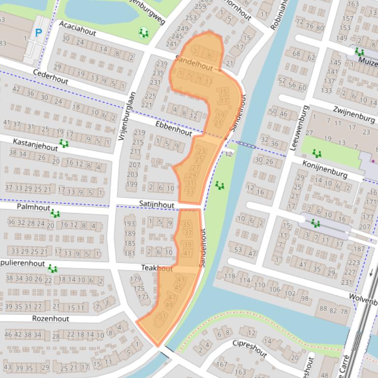 Kaart van postcodegebied 2994HP.