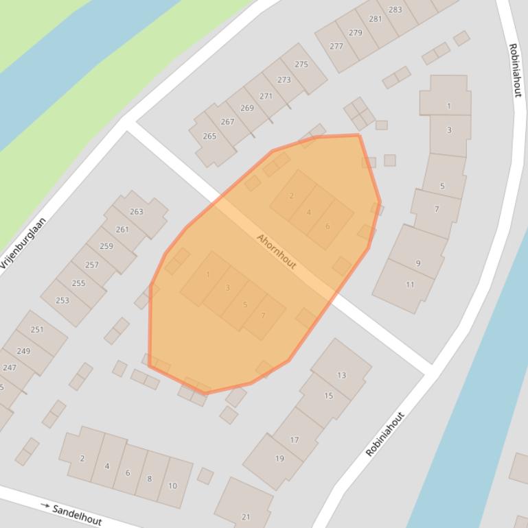 Kaart van postcodegebied 2994HT.