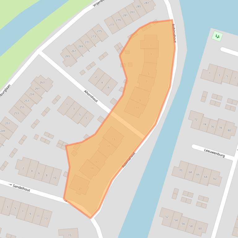 Kaart van postcodegebied 2994HW.