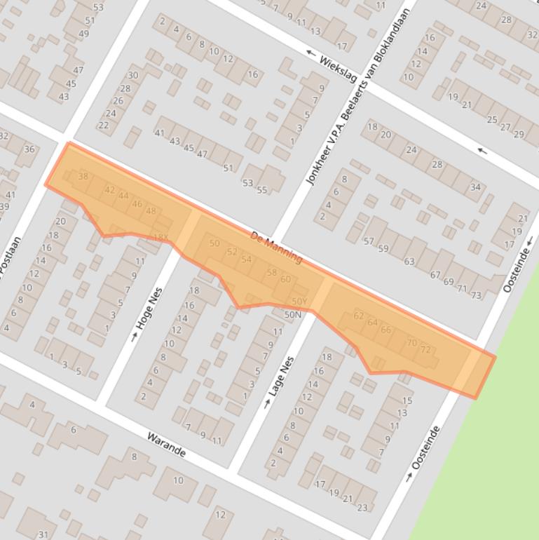 Kaart van postcodegebied 2995AJ.