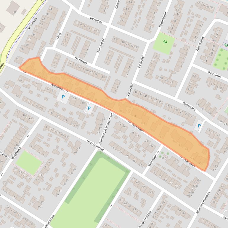 Kaart van postcodegebied 2995AS.
