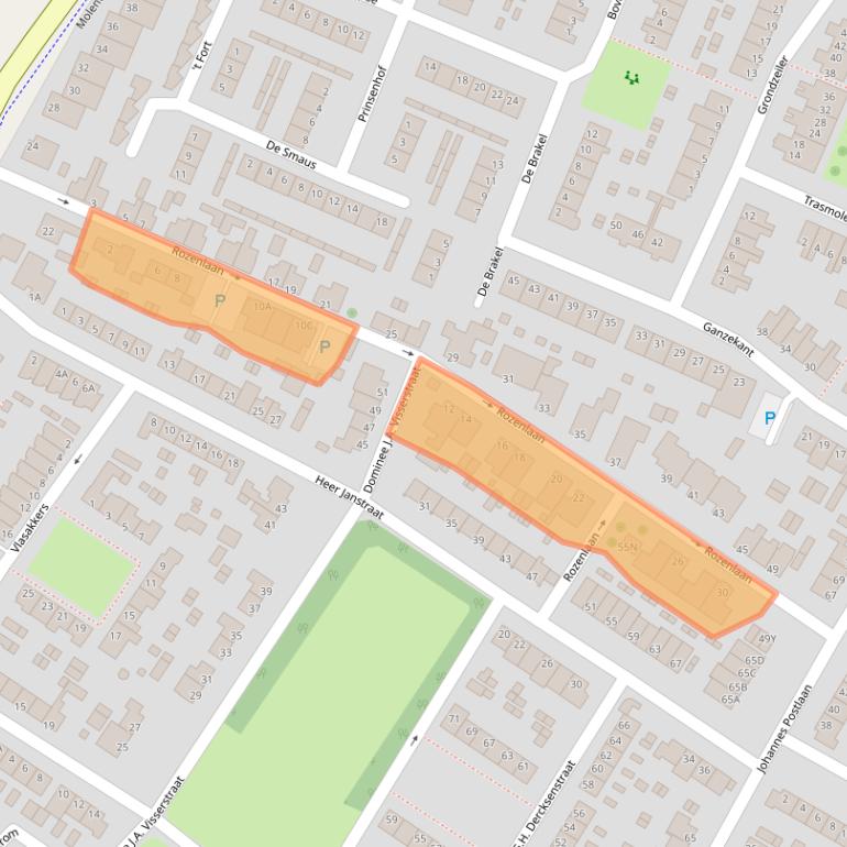 Kaart van postcodegebied 2995AT.