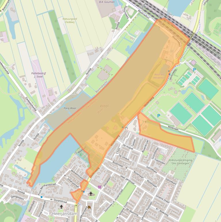 Kaart van postcodegebied 2995BK.