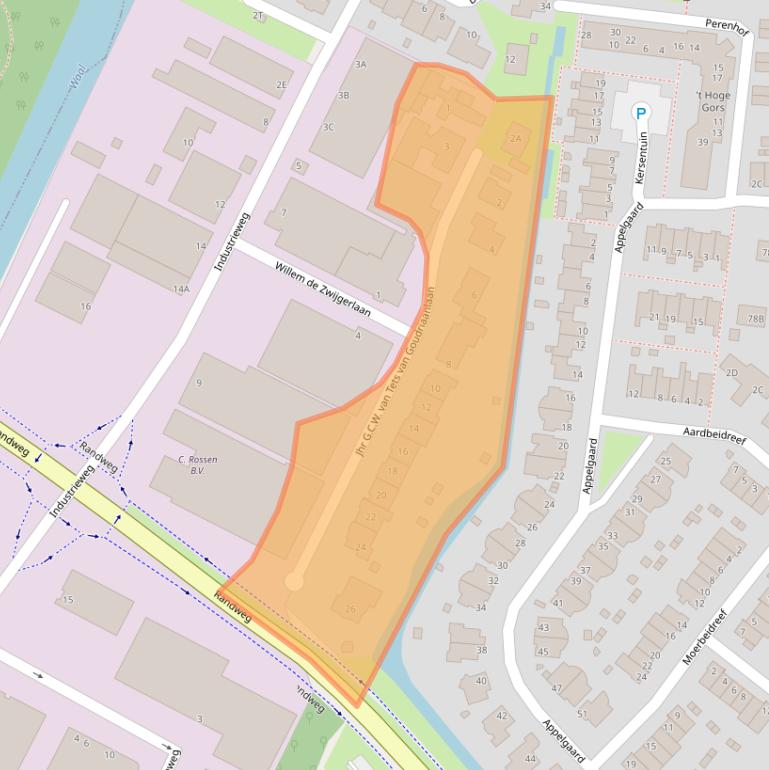 Kaart van postcodegebied 2995BT.