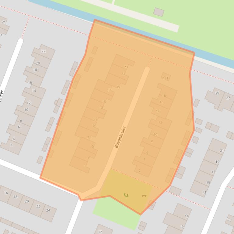 Kaart van postcodegebied 2995CA.