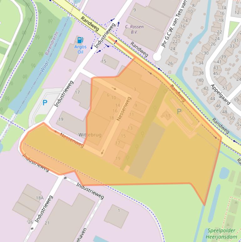 Kaart van postcodegebied 2995DA.