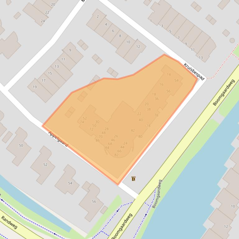 Kaart van postcodegebied 2995TE.