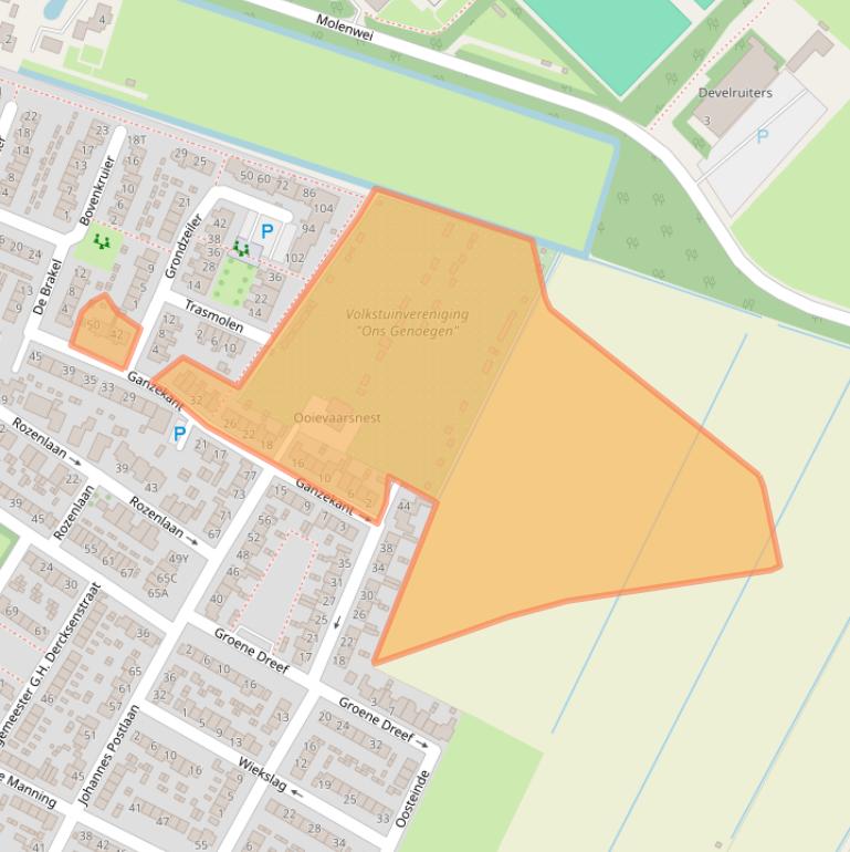 Kaart van postcodegebied 2995VD.