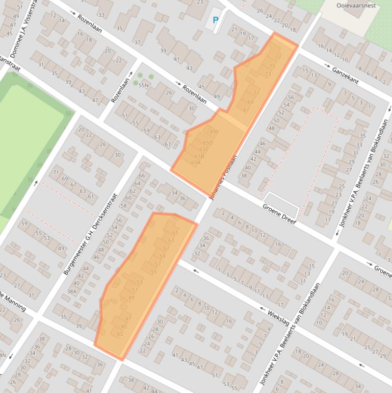 Kaart van postcodegebied 2995VJ.