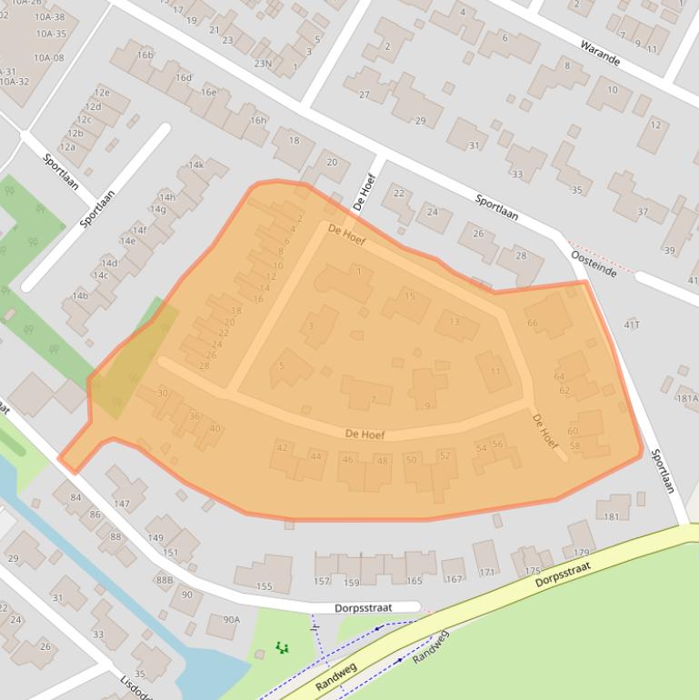 Kaart van postcodegebied 2995VT.