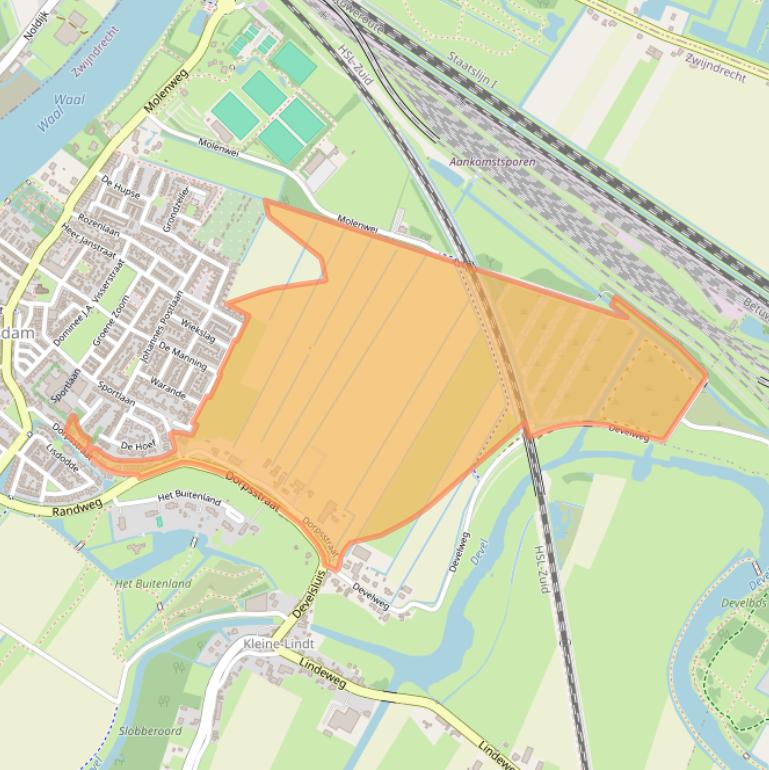 Kaart van postcodegebied 2995XG.