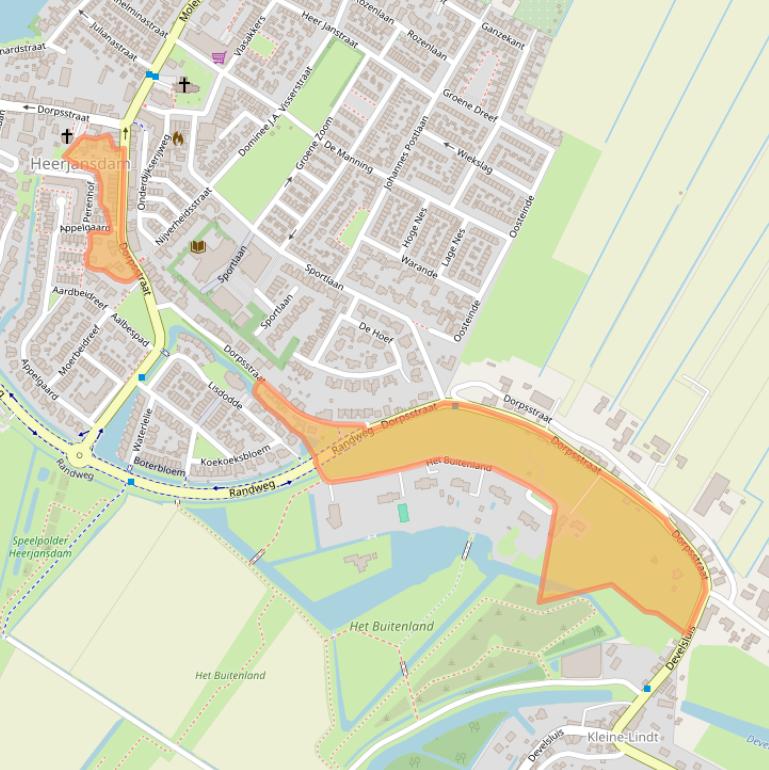 Kaart van postcodegebied 2995XJ.