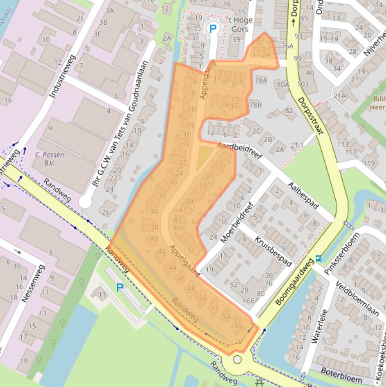 Kaart van postcodegebied 2995XP.