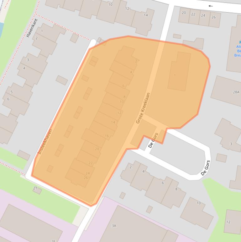 Kaart van postcodegebied 2995XV.