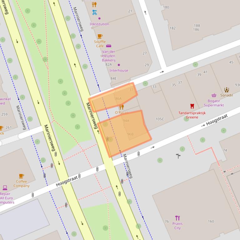 Kaart van postcodegebied 3011NV.