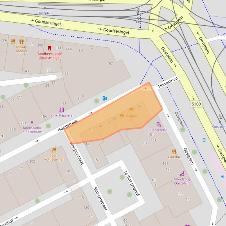 Kaart van postcodegebied 3011PN.