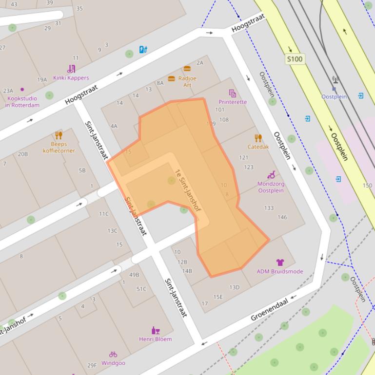 Kaart van postcodegebied 3011SE.