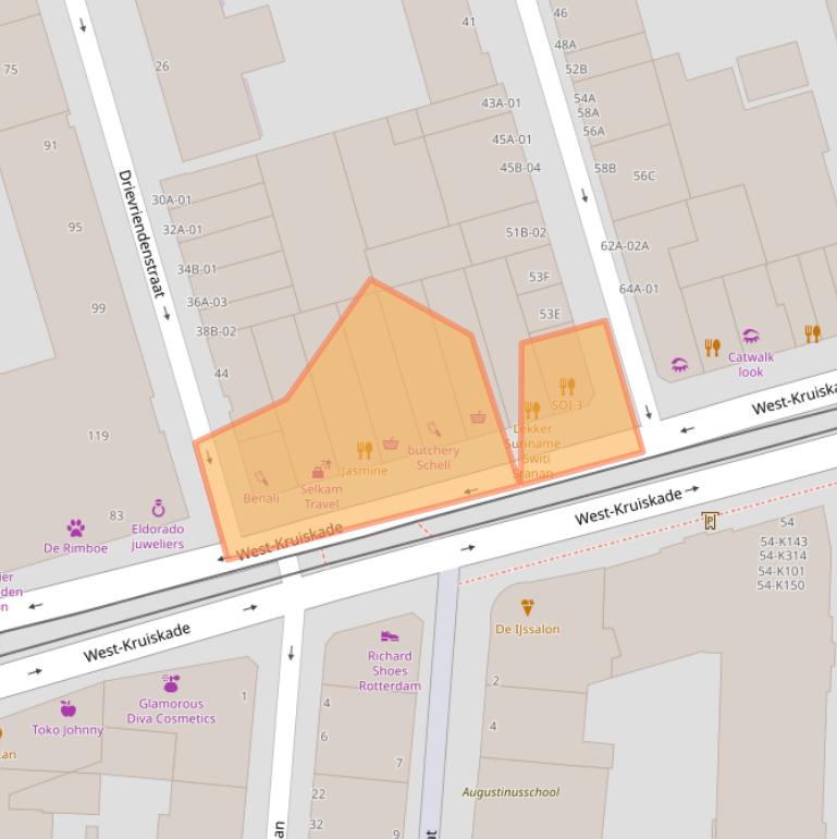 Kaart van postcodegebied 3014AM.