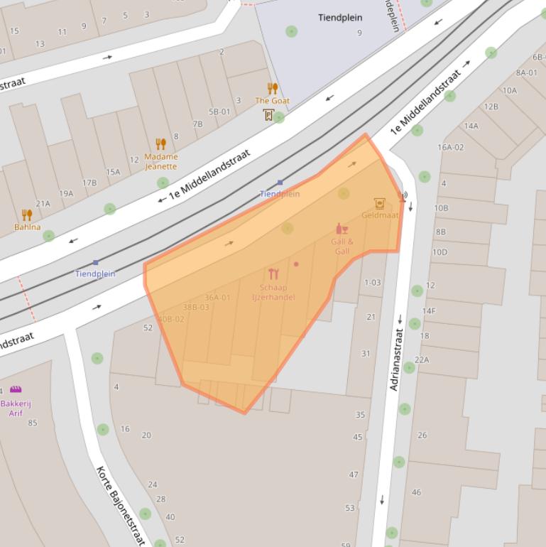 Kaart van postcodegebied 3014BE.