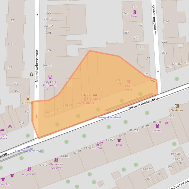 Kaart van postcodegebied 3014GE.