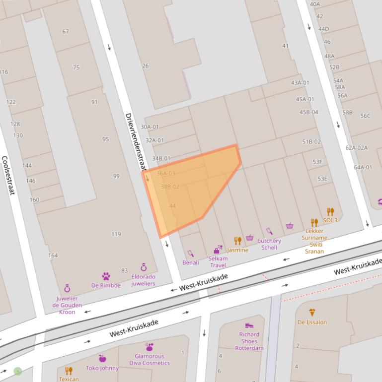 Kaart van postcodegebied 3014JT.