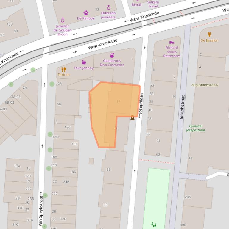 Kaart van postcodegebied 3014TB.