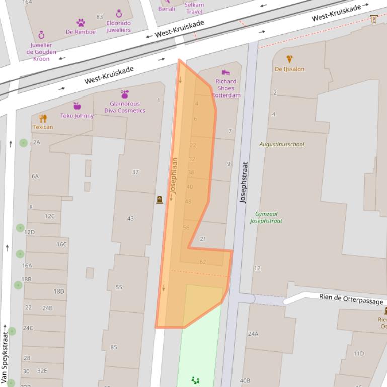 Kaart van postcodegebied 3014TD.
